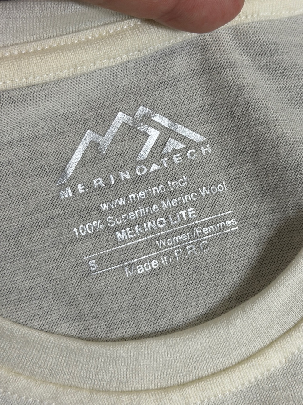 Merino Tech Lite SMALL Cream Super Fine Merino Wool Long Sleeve Base Layer Shirt - Picture 5 of 7